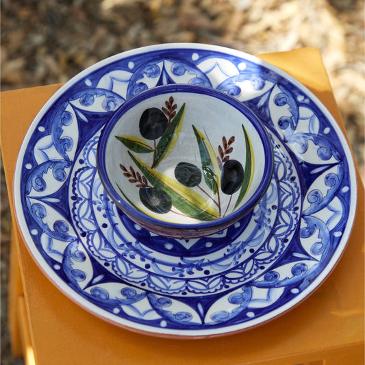 Casafina - Alentejo Terracotta - Handmade Olives Design Round Dip Bowl
