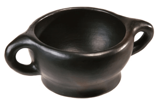 Authentic Chamba Bowl with Handles - Elegant, All-Natural Black Clay Dish for Soups, Salads and Serving - Handmade in Colombia