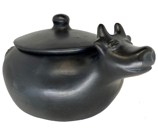 Authentic Chamba Cow Pot - Unique, All-Natural Black Clay Oven for Slow, Even Cooking Soups, Stews, Stocks and More - Stovetop & Oven Safe - Handmade in Colombia