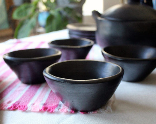Authentic Chamba Cone Bowl - Elegant, All-Natural Black Clay Dish for Soup, Salad or Serving - Handmade in Colombia