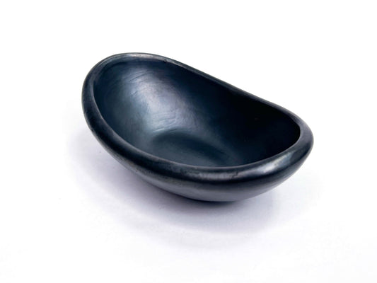 Authentic Chamba Mini Oval Salsa Dish - Elegant, All-Natural Black Clay Bowl for Salsas, Condiments and More - Handmade in Colombia