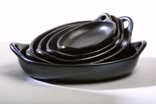 Authentic Chamba Oval Baker- Elegant & Versatile All-Natural Black Clay Platter for Baking, Roasting and Serving - Stovetop & Oven Safe – Handmade in Colombia