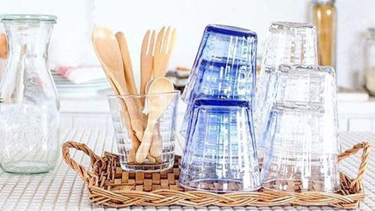 Duralex Prisme Made in France Glass Tumbler - Marine - 9 1/4 oz - SET OF FOUR
