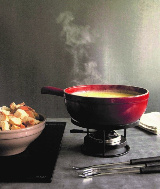 Emile Henry Cheese Fondue Set, Burgundy