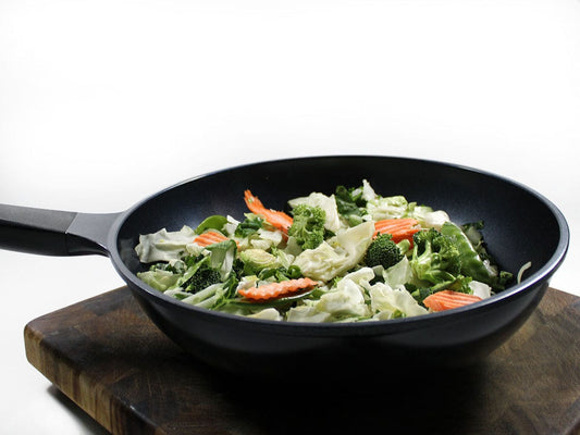 Evaco/Cast Non-Stick Ceramic Stir-Fry Pan, "Fait Tous," 12"