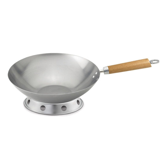 Helen's Asian Kitchen Round Bottom Carbon Steel Wok Set - 12"