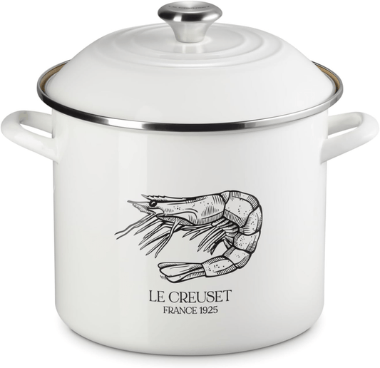 Le Creuset 10 Quart Shrimp Stockpot, White