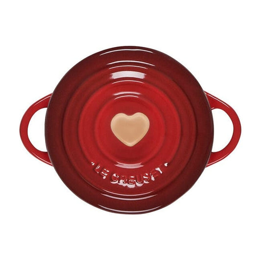 Le Creuset Mini Cocotte, Cerise with Rose Gold Heart Knob