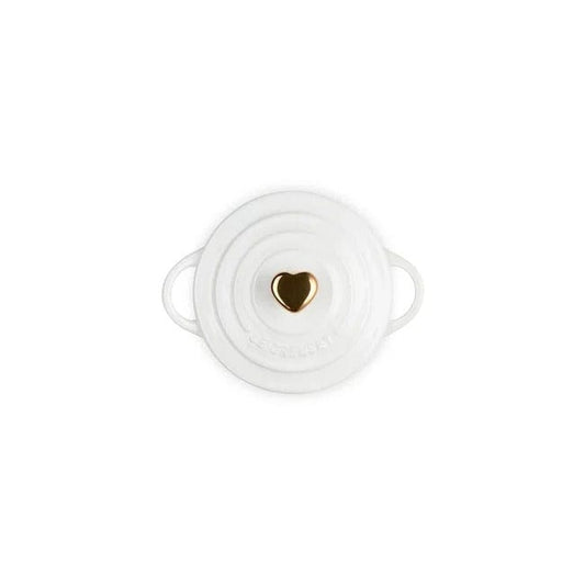 Le Creuset Mini Cocotte, White with Rose Gold Heart Knob