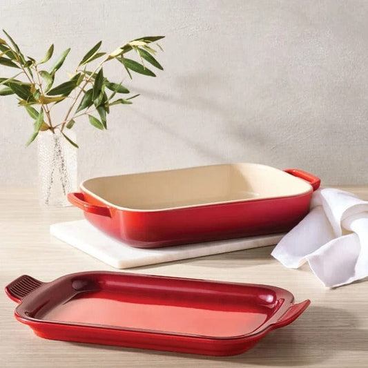 Le Creuset Rectangular Dish with Platter Lid, 3qt. - Cerise