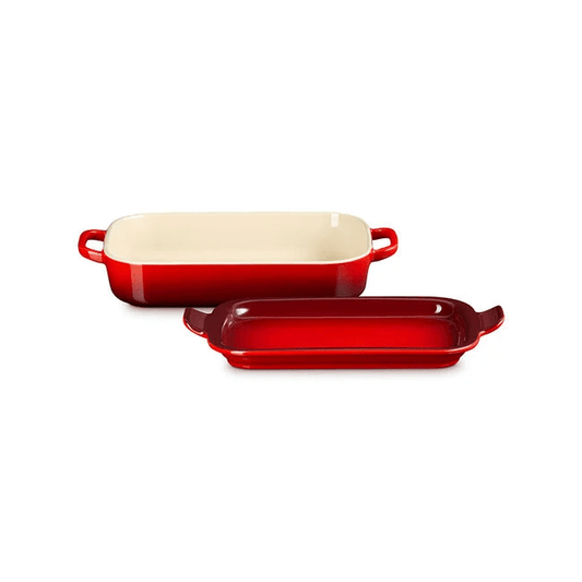 Le Creuset Rectangular Dish with Platter Lid, 3qt. - Cerise