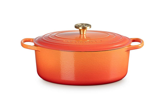 Le Creuset Signature Oval Oven with Crucible Knob - 6.75 Quart - Flamme Dorée - Limited Edition