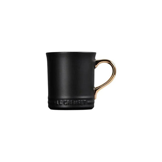 Le Creuset Vancouver Mug, Licorice with Gold Handle - 14 oz.