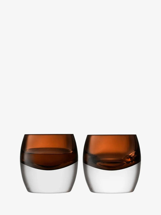 LSA Blown Glass Whiskey Club Tumbler 8 oz - Peat Brown, Set of 2