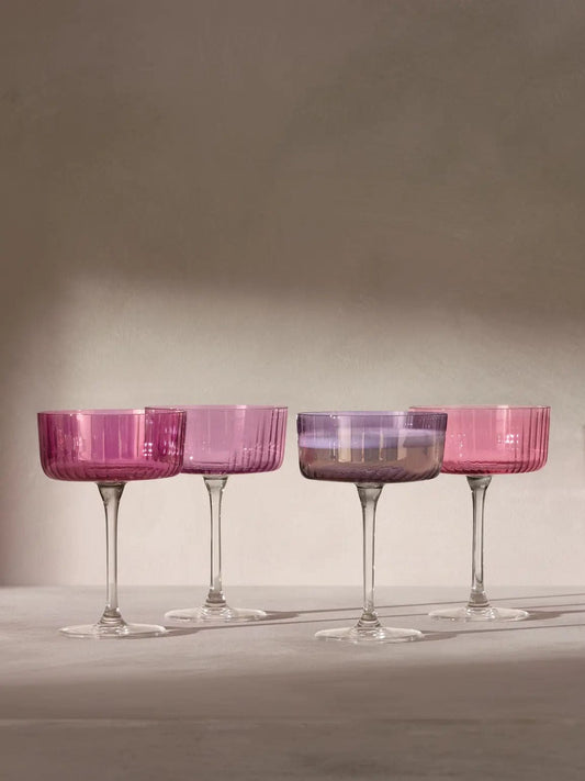 LSA Gems Champagne & Cocktail Glass - Set of 4 - Garnet