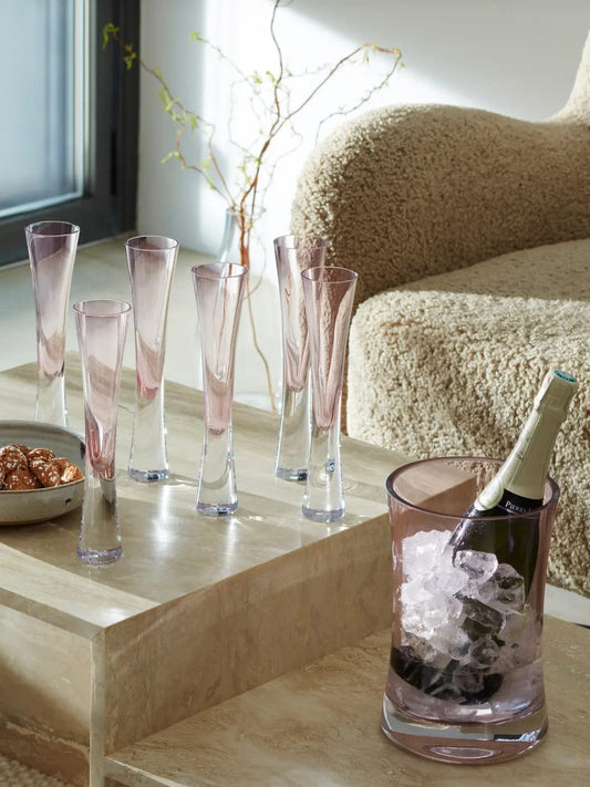LSA Moya Blown Glass Champagne Flutes - Blush, Set of 2