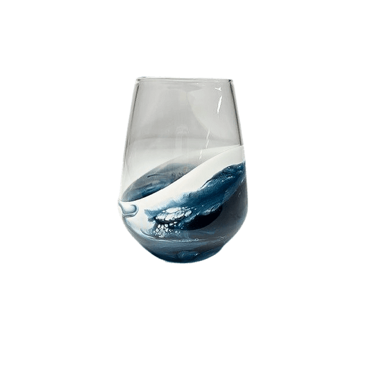 Lynn & Liana 15 oz. Entertaining Glasses - Navy White Metallic - Set of Two