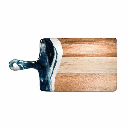Lynn & Liana Acacia Cheese & Charcuterie Board - Unique Ocean Design Paddle, 8" x 16"