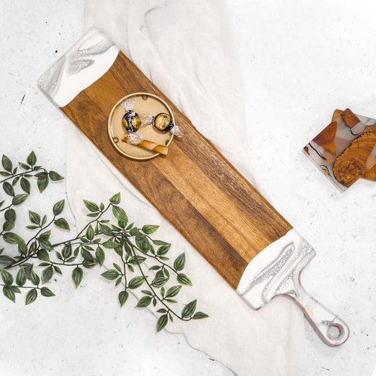 Lynn & Liana Baguette Acacia Cheeseboard, Marble - 24"