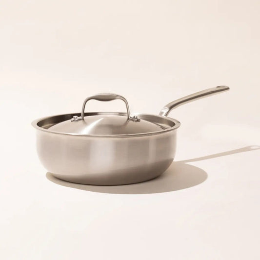 Made In 5-Ply Stainless Steel Saucier with Lid - 3 Quart - Made in Italy