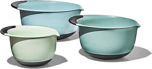 OXO 3-Piece Mixing Bowl Set: Blue, Grey & Jade