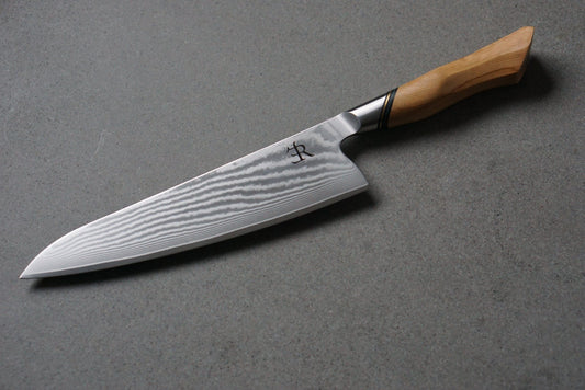 Ryda Knives A73 Damascus Steel Chef Knife, 8"