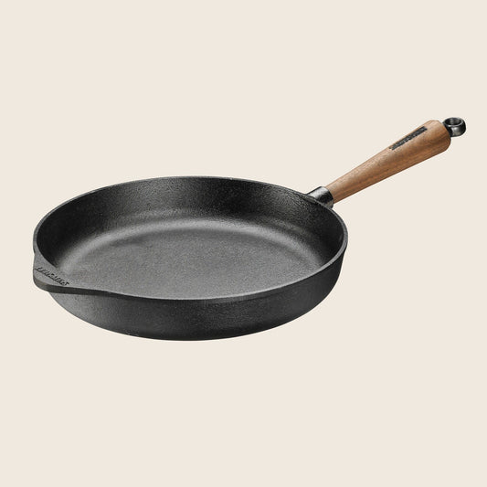 Skeppshult Deep Cast Iron Skillet with Walnut Handle, 11"