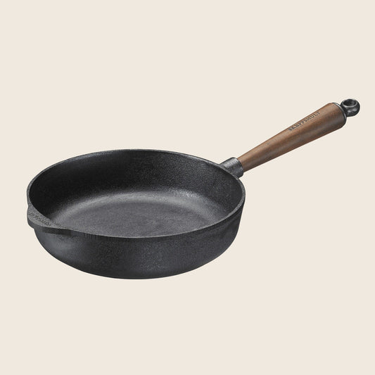 Skeppshult Deep Cast Iron Skillet with Walnut Handle, 9.75"