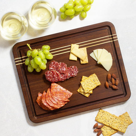 Totally Bamboo - Acacia Pinstripe Cutting Board with Juice Groove - 14"x11"