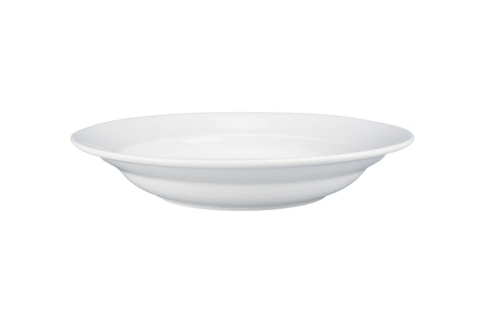 White Porcelain Bistro Rim Soup Bowl, 9.5"