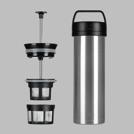 Espro P0 Ultralight Travel French Press, Black & Stainless Steel