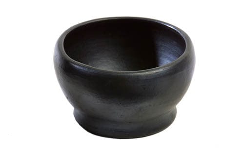 Authentic Chamba Bowl with Base - Elegant, All-Natural Black Clay Dish for Soups, Salads and Serving - Handmade in Colombia