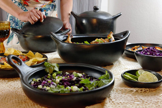 Authentic Chamba Gourmet Kitchen 4-Piece Gift Set - Black Clay Essentials for Soups, Stews, Roasts & More - Stovetop & Oven Safe – Handmade in Colombia