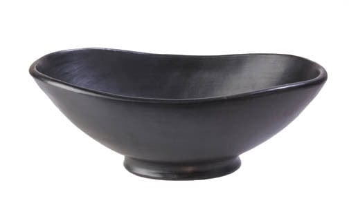 Authentic Chamba Large Oval Fruitbowl w/ Base - Elegant, All-Natural Black Clay Bowl for Display or Serving Chips, Snacks and More - Handmade in Colombia