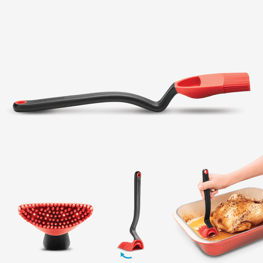 Dreamfarm Brizzle Silicone Baste, Scoop, & Drizzle Brush, Red