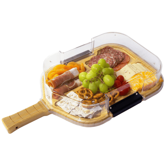 Flip, Serve & Store Charcuterie Board with Locking Lid - Pickleball Paddle