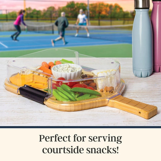 Flip, Serve & Store Charcuterie Board with Locking Lid - Pickleball Paddle