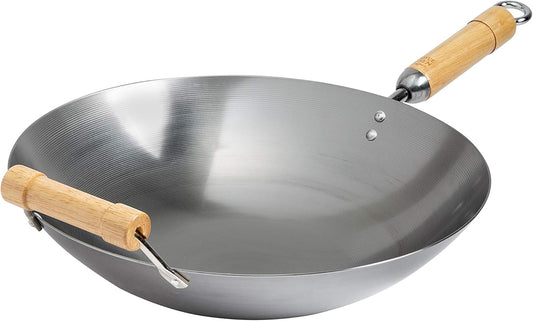 Joyce Chen Carbon Steel Round Bottom Wok, 14"