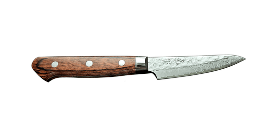 Kikuichi Warikomi Damascus Tsuchime Paring - Mahogany Handle