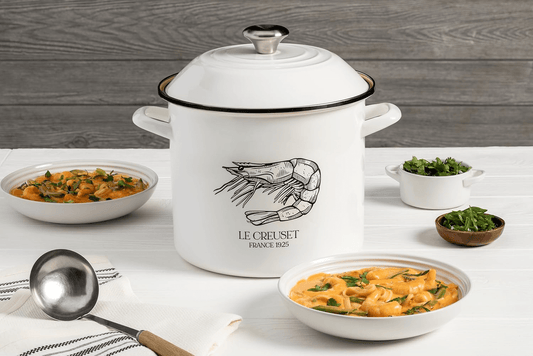 Le Creuset 10 Quart Shrimp Stockpot, White