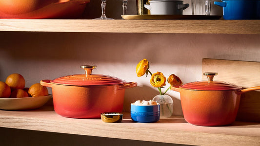 Le Creuset Signature Round Oven with Crucible Knob - 4.5 Quart - Flamme Dorée - Limited Edition