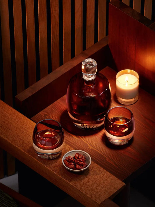 LSA Blown Glass Whiskey Club Tumbler 8 oz - Peat Brown, Set of 2