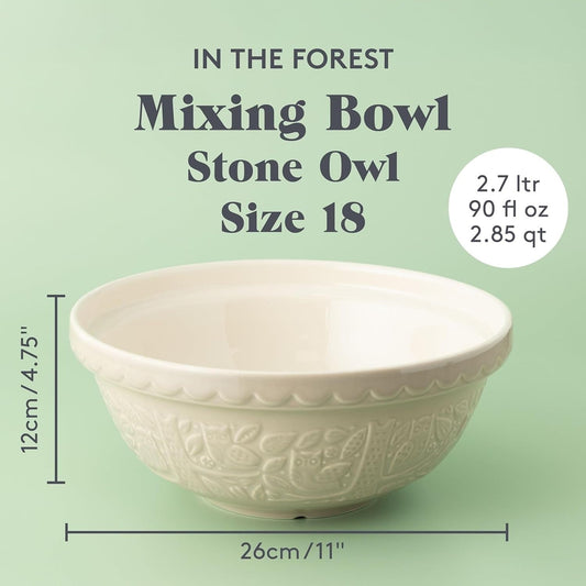 Mason Cash In The Forest Mixing Bowl - Owl/Stone, 2.85Qt.