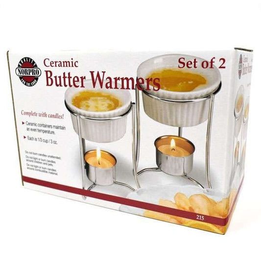 Norpro Ceramic & Stainless Steel Butter Warmer, Set of 2