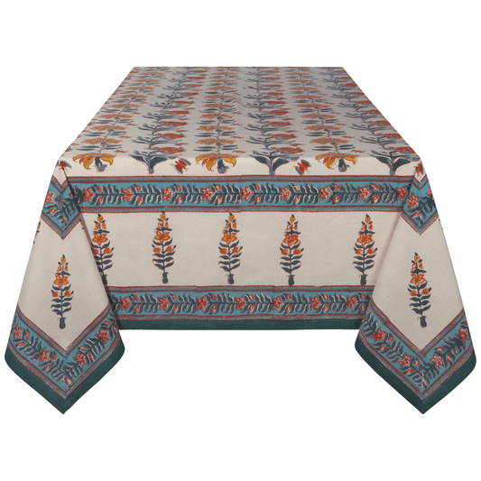 Marigold Block Print Tablecloth - 90" x 60"
