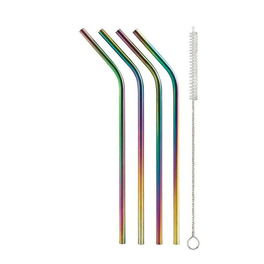 Rainbow Drinking Straws with Brush