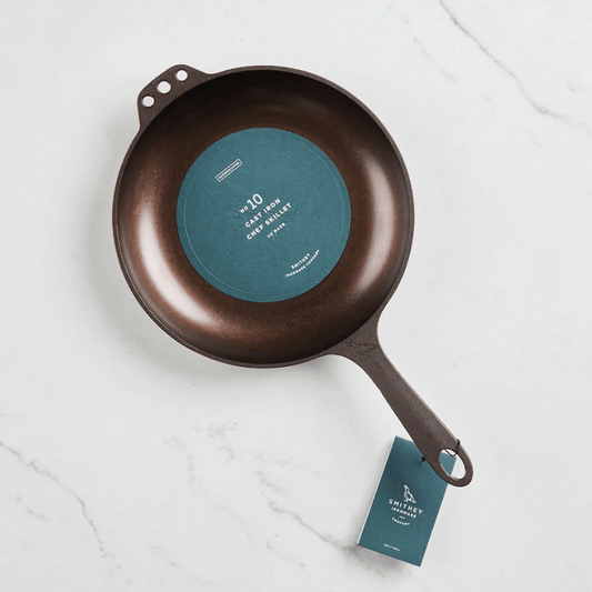 Smithey Ironware 10" Cast Iron Skillet - Polished Frying Pan with Curved Sides - Made in USA