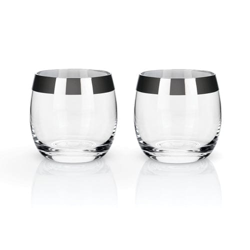True Fabrications Viski Chrome Rim Tumblers - Set of 2