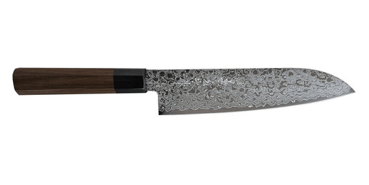 Kikuichi Nickel Warikomi Damascus Santoku 7"