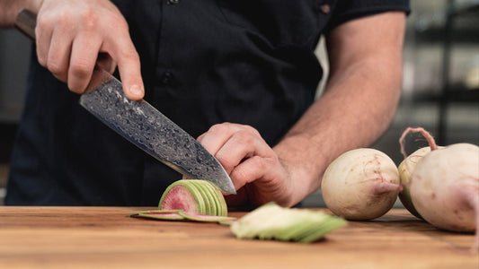 Kikuichi Nickel Warikomi Damascus Santoku 7"